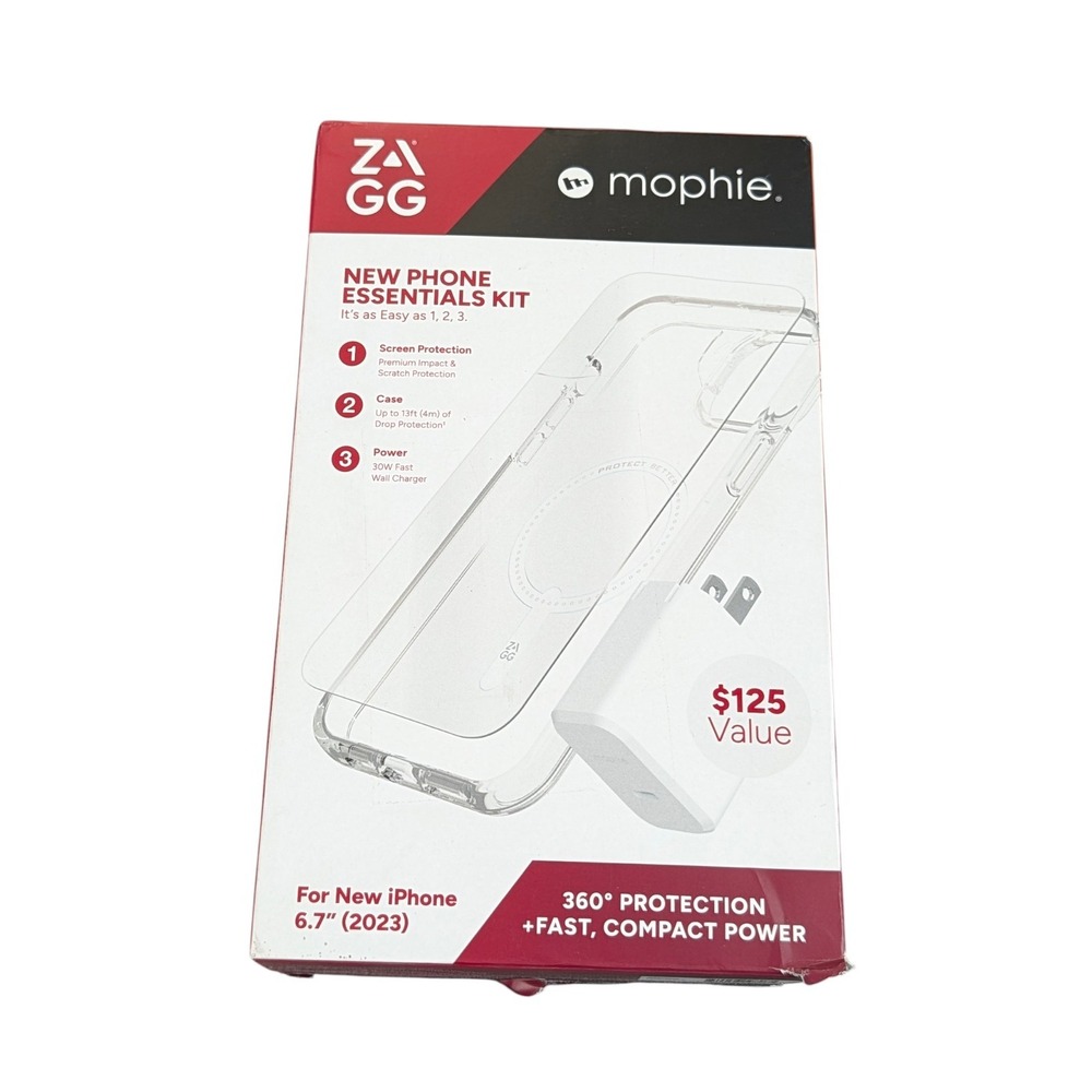 Cc7O ZAGG Screen Protector+30W USB-C Power Adapter+Clear Case, iPhone‎ 15 Plus